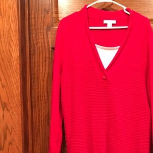 Red rib pullover sweater